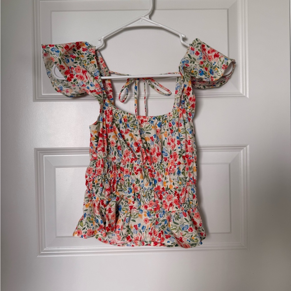 Altar'd State Floral Puff Sleeve Blouse